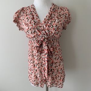 Abstract pattern pink blouse